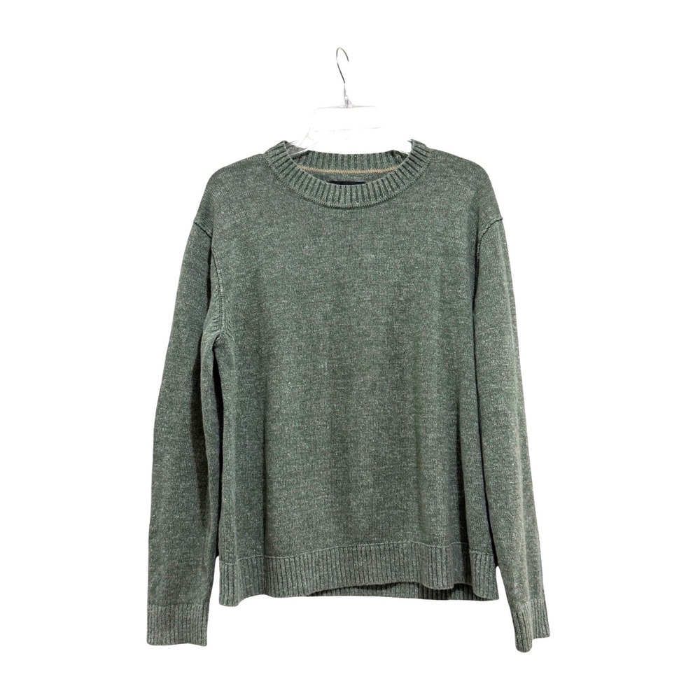 Banana Republic Mens Large Green Linen Cotton Blend Crewneck Pullover Sweater